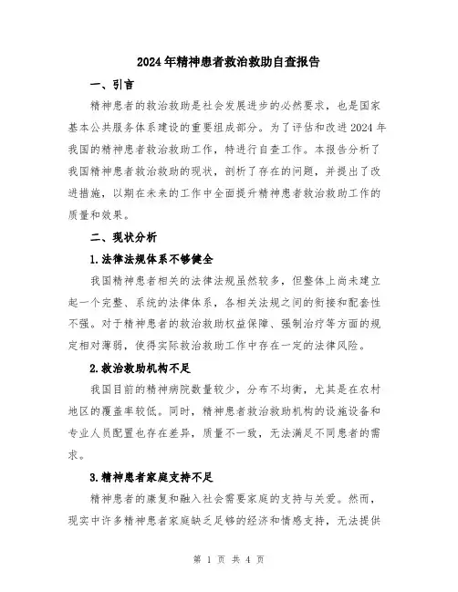 2024年精神患者救治救助自查报告