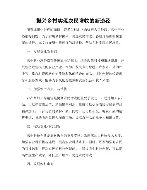 振兴乡村实现农民增收的新途径