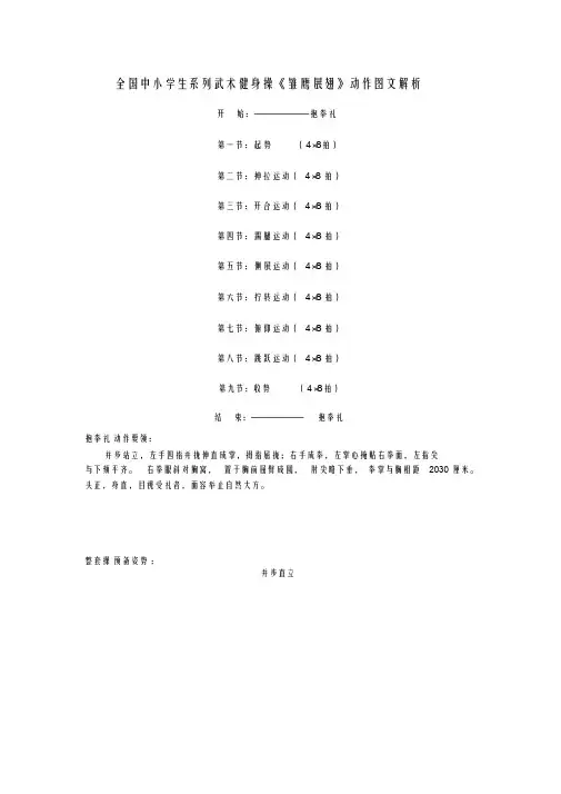全国中小学生系列武术健身操《雏鹰展翅》动作图文解析