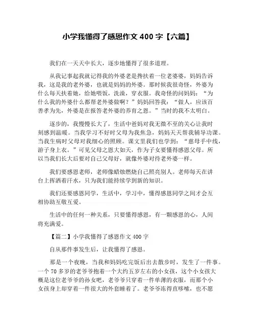 小学我懂得了感恩作文400字【六篇】