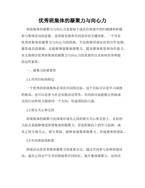 优秀班集体的凝聚力与向心力