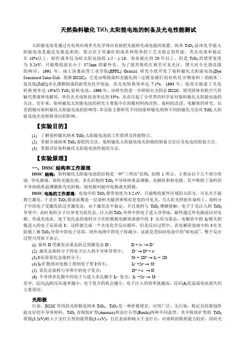 染料敏化太阳能电池-化学与物理电源基础实验讲义1