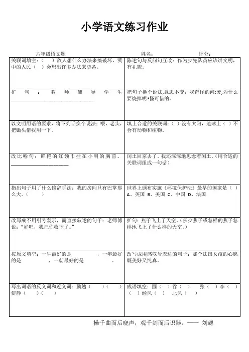 小学六年级语文拓展训练II (94)