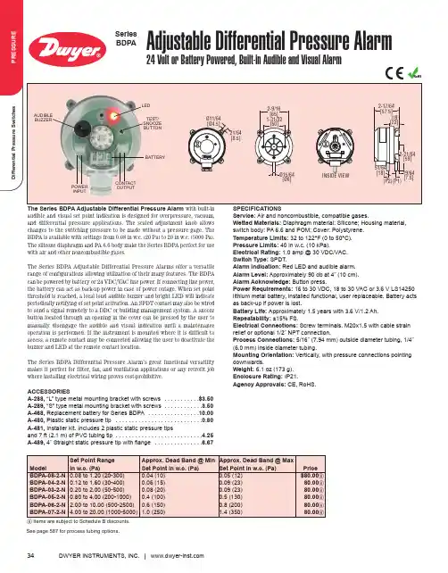 Dwyer Instruments 压差开关说明书