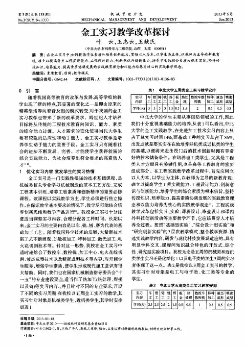 金工实习教学改革探讨