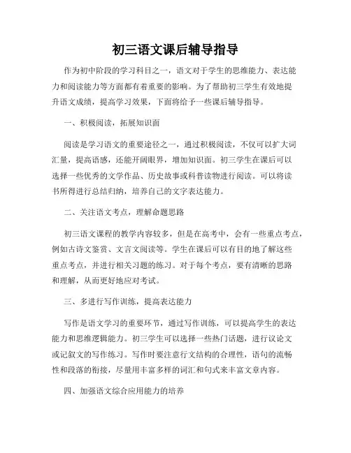 初三语文课后辅导指导