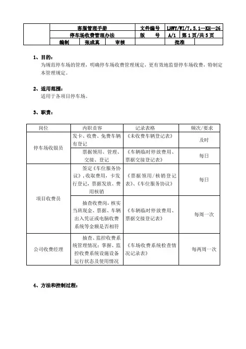 停车场收费管理办法