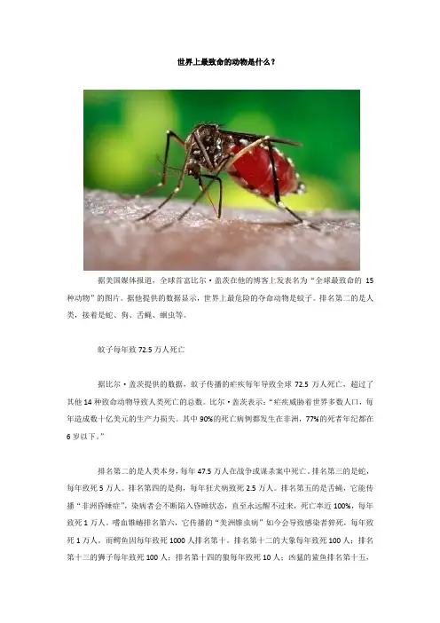 世界上最致命的动物是什么？