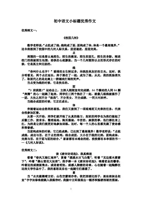 初中语文小标题优秀作文