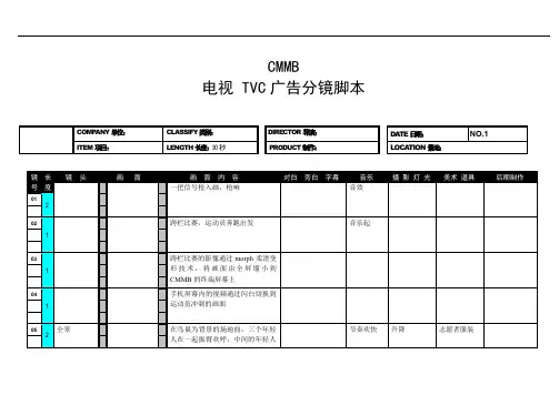 CMMB电视 TVC广告分镜脚本