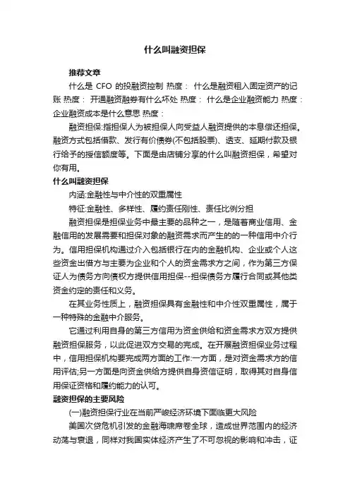 什么叫融资担保