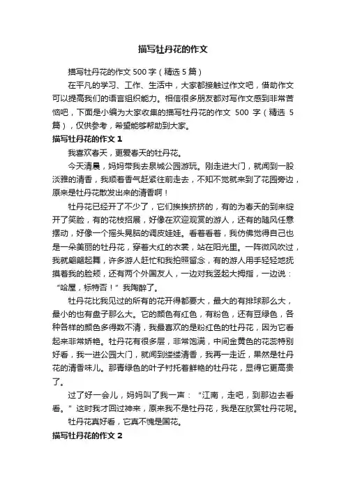 描写牡丹花的作文500字（精选5篇）