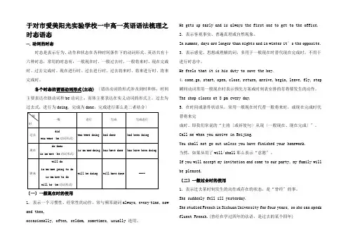 高一英语语法梳理之时态语态