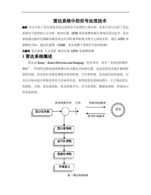 雷达系统中的信号处理技术
