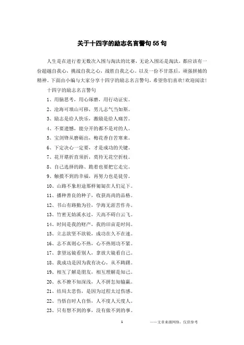 关于十四字的励志名言警句55句