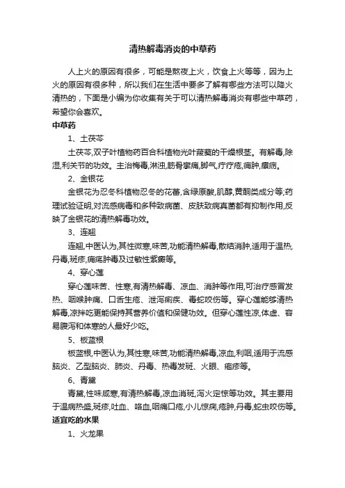 清热解毒消炎的中草药