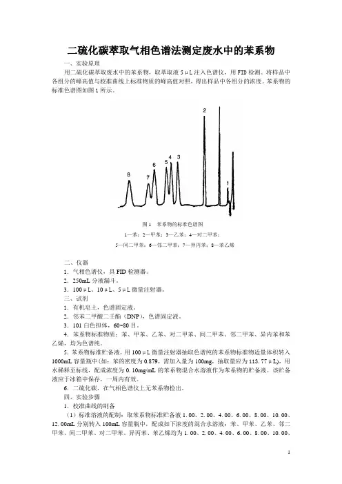 二硫化碳萃取气相色谱法测定废水中的苯系物