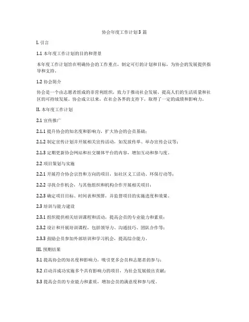 协会年度工作计划3篇