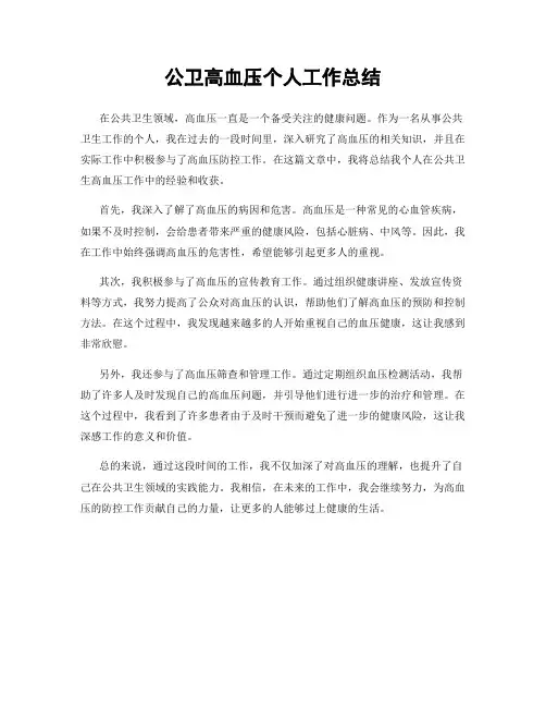 公卫高血压个人工作总结