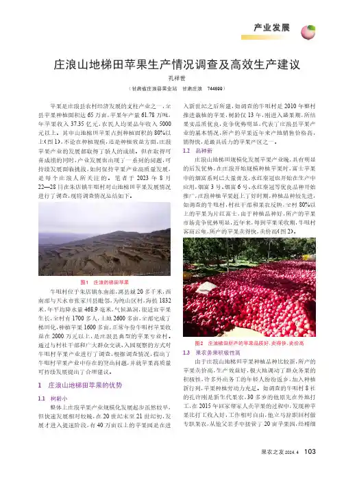 庄浪山地梯田苹果生产情况调查及高效生产建议
