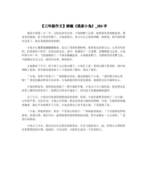 【三年级作文】续编《逃家小兔》_350字