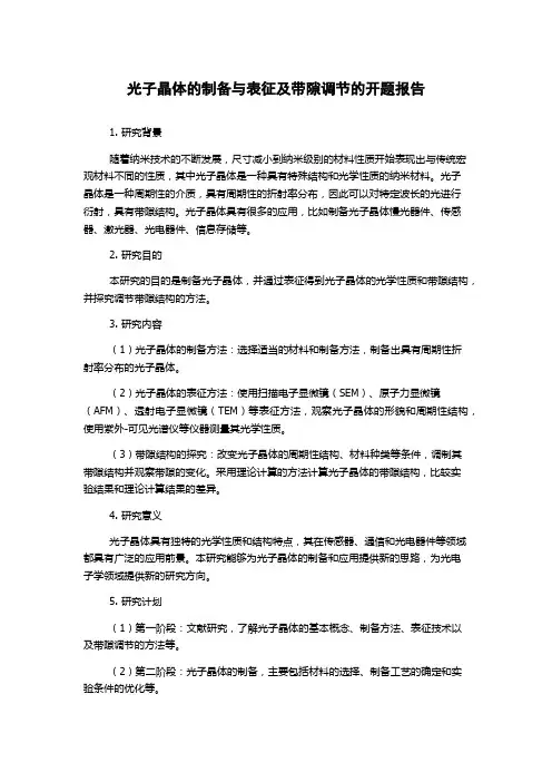 光子晶体的制备与表征及带隙调节的开题报告
