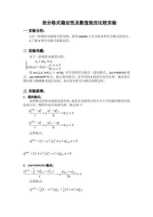 [精品文档]差分格式稳定性及数值效应比较实验