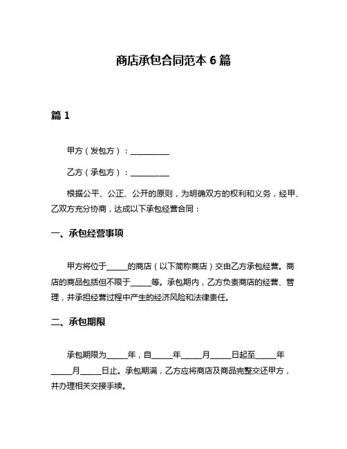 商店承包合同范本6篇
