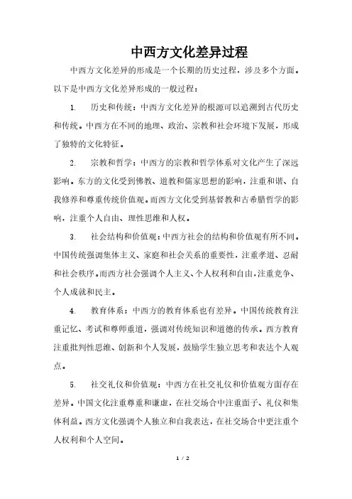 中西方文化差异过程