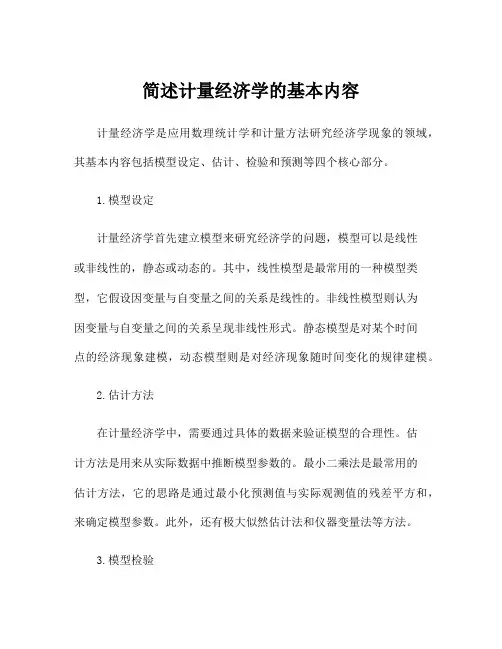 简述计量经济学的基本内容