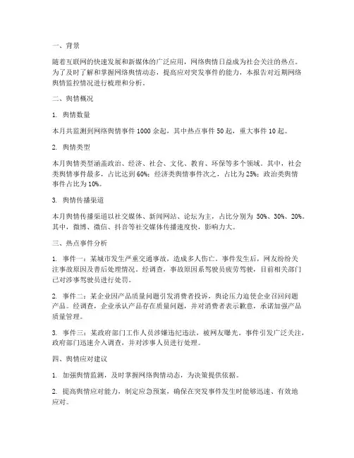 舆情监控情况报告