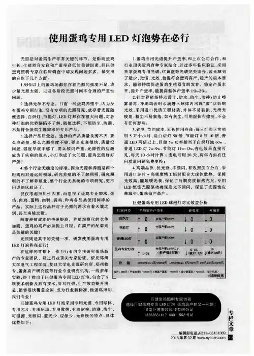 使用蛋鸡专用LED灯泡势在必行