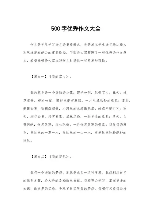 500字优秀作文大全