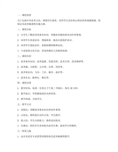 武术操课程实施方案模板
