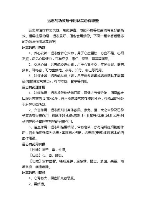 远志的功效与作用及禁忌有哪些