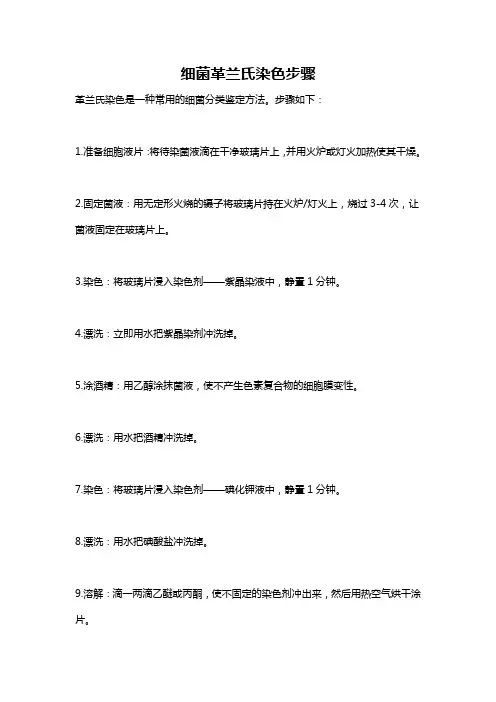 细菌革兰氏染色步骤