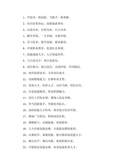精选技能比赛口号霸气押韵