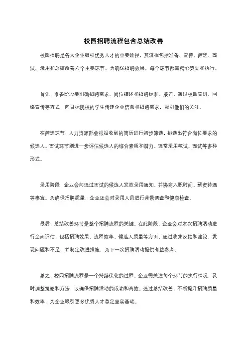 校园招聘流程包含总结改善