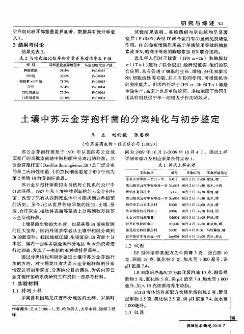 土壤中苏云金芽孢杆菌的分离纯化与初步鉴定