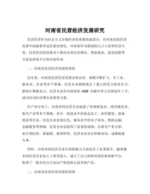 河南省民营经济发展研究
