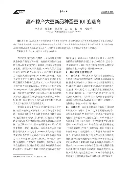 高产稳产大豆新品种圣豆101的选育