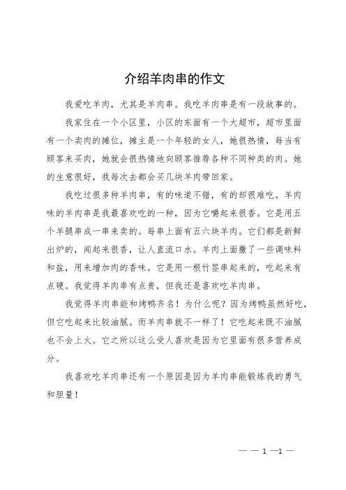 介绍羊肉串的作文