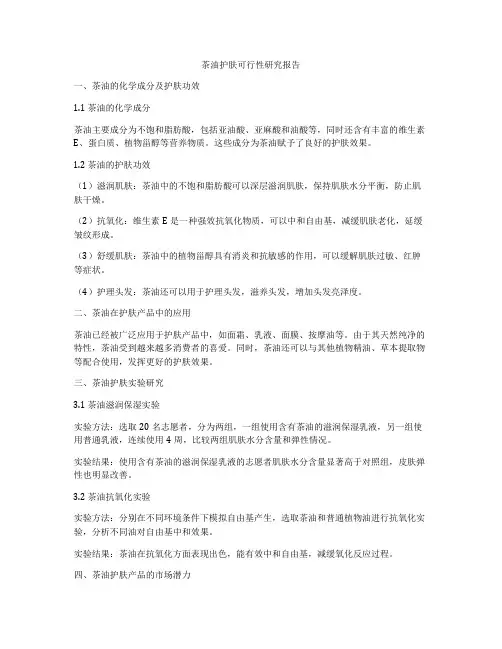 茶油护肤可行性研究报告