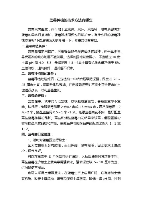 蓝莓种植的技术方法有哪些