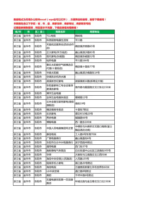 2020新版浙江省金华市东阳市家用电器工商企业公司商家名录名单联系电话号码地址大全511家