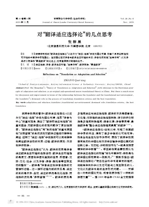 对_翻译适应选择论_的几点思考