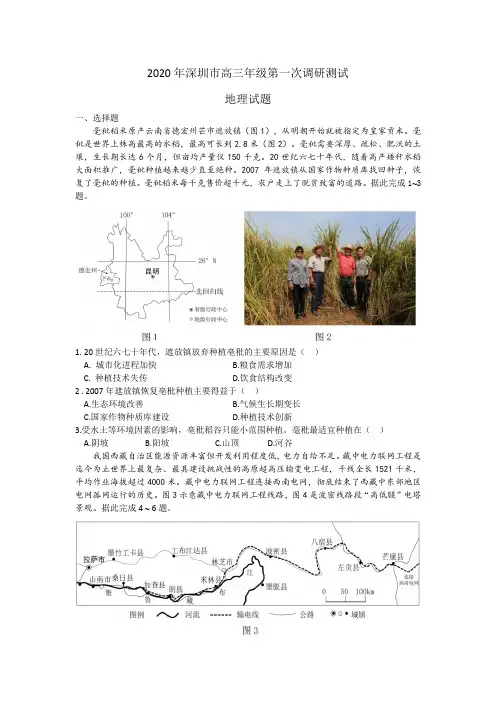2020年深圳市高三一模地理试题
