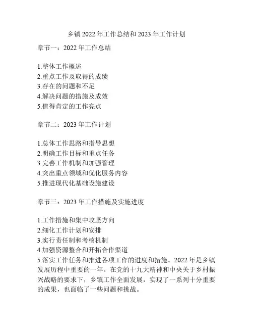 乡镇2022年工作总结和2023年工作计划