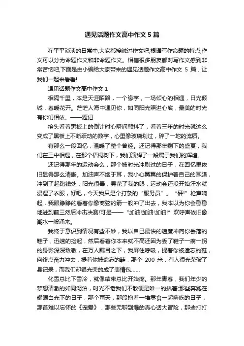 遇见话题作文高中作文5篇
