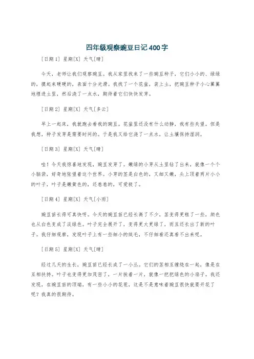 四年级观察豌豆日记400字